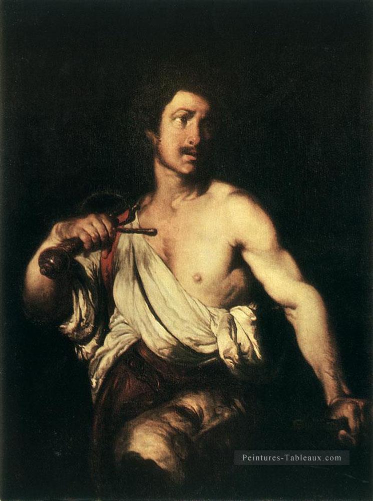 David à la tête de Goliath italien Baroque Bernardo Strozzi Peintures à l'huile